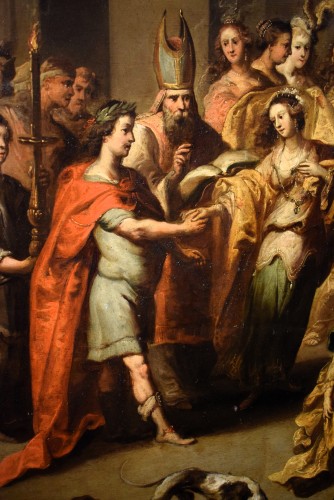 Antiquités - The Marriage of David and Abigail - Pauwels Casteels (1625-1677)